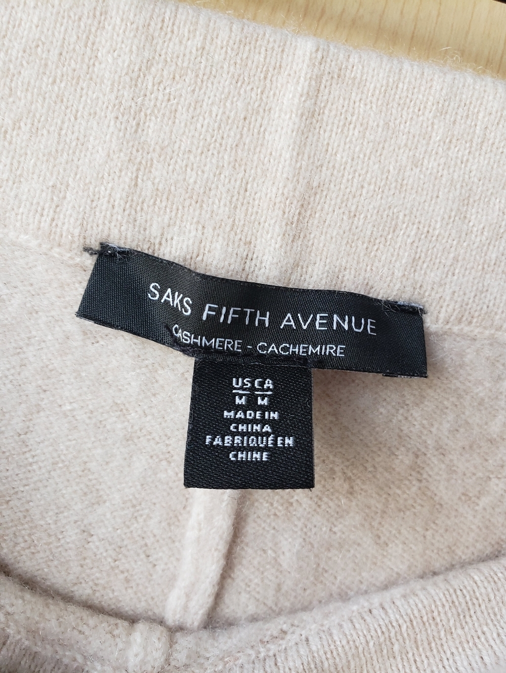 Saks Fifth Avenue 100% Cashmere Wide-Leg Knit Pants in Cream - Picture 8 of 16